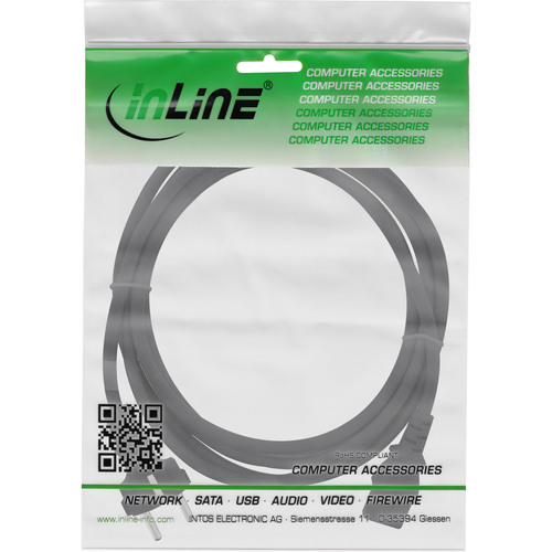 InLine® Netzkabel, Schutzkontakt auf Kaltgerätestecker C13, schwarz, 0,50 m