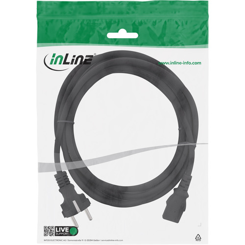 InLine® Netzkabel, Schutzkontakt auf Kaltgerätestecker C13, schwarz, 3 m
