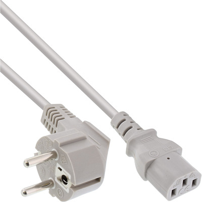 InLine Netzkabel, Schutzkontakt gewinkelt auf Kaltgerätestecker C13, 5m, grau InLine Netzkabel, Schutzkontakt gewinkelt auf Kaltgerätestecker C13, 5m, grau