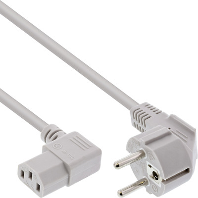 InLine Netzkabel, Schutzkontakt gewinkelt auf Kaltgerätestecker C13 gewinkelt, 1,8m, grau InLine Netzkabel, Schutzkontakt gewinkelt auf Kaltgerätestecker C13 gewinkelt, 1,8m, grau