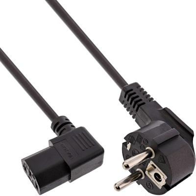 InLine Netzkabel, Schutzkontakt gewinkelt auf Kaltgerätestecker C13 rechts abgewinkelt, 0,3m, schwarz InLine Netzkabel, Schutzkontakt gewinkelt auf Kaltgerätestecker C13 rechts abgewinkelt, 0,3m, schwarz