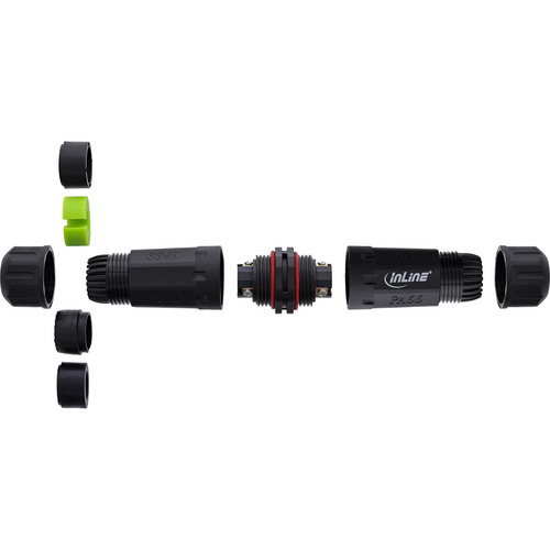 InLine® Netzkabelkupplung, IP68, 3-polig, 2-Wege, M20, schwarz