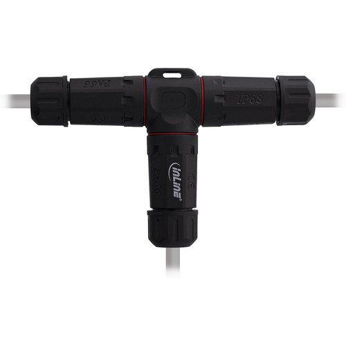 InLine® Netzkabelkupplung, IP68, 3pol, 3-Wege, M20, schwarz