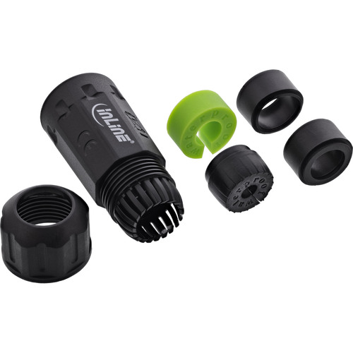 InLine® Netzkabelkupplung, IP68, 3pol, 3-Wege, M20, schwarz