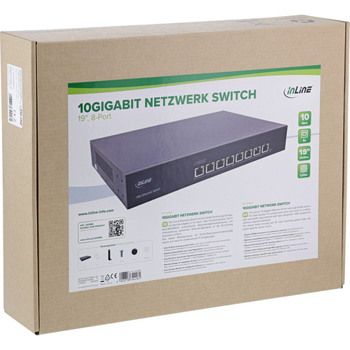 InLine® Netzwerk Switch 8-Port, 10Gigabit Ethernet, 19, Metall, Lüfter