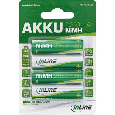 InLine® NiMH-Akku, Mignon (AA), 2350mAh, im 4er Blister (Produktbild 1)