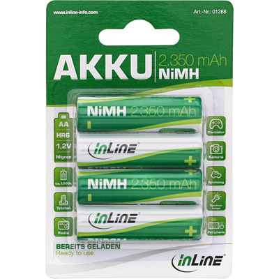 InLine® NiMH-Akku, Mignon (AA), 2350mAh, im 4er Blister