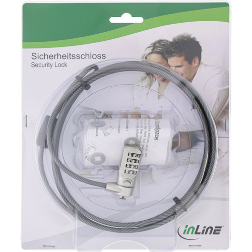 InLine® Notebook Sicherheitsschloss, Zahlenkombination, 2m, 4,4mm