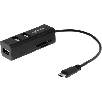 InLine OTG Card Reader und Hub mit 3 USB 2.0 Ports, für SD und microSD InLine OTG Card Reader und Hub mit 3 USB 2.0 Ports, für SD und microSD