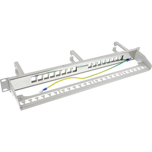 InLine® Patchfeld 16-fach, Keystone Leerblech mit 3 Bügeln, 19, 1HE, grau