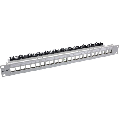 InLine® Patchfeld 24-fach, Keystone Leerblech Patchpanel, 19, 1HE, lichtgrau (Produktbild 1)