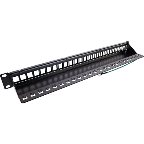 InLine® Patchfeld 24-fach, Keystone Leerblech Patchpanel, 19, 1HE, schwarz
