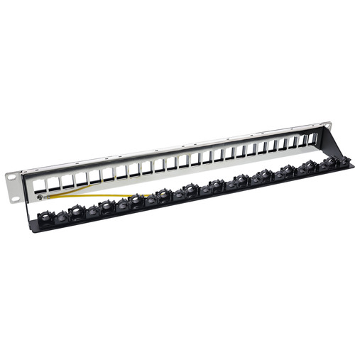 InLine® Patchfeld 24-fach, Keystone Leerblech Patchpanel, 19, 1HE, schwarz