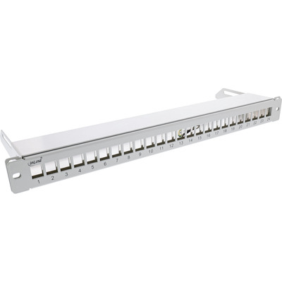 InLine® Patchfeld 24-fach, Keystone Leerblech Patchpanel mit Auszug, 19, 1HE (Produktbild 1)