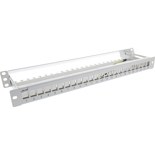 InLine® Patchfeld 24-fach, Keystone Leerblech Patchpanel mit Auszug, 19, 1HE