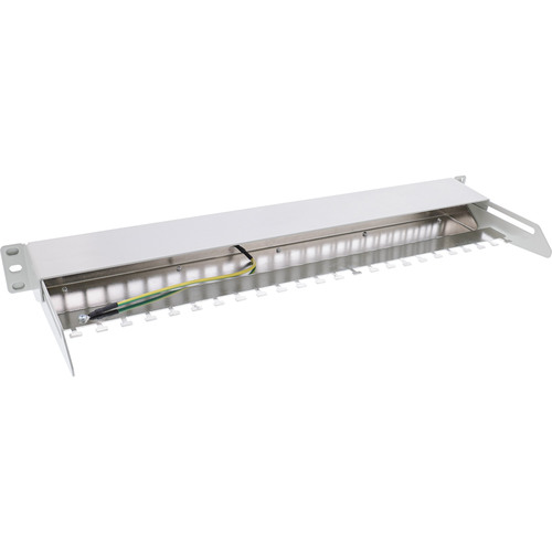 InLine® Patchfeld 24-fach, Keystone Leerblech Patchpanel mit Auszug, 19, 1HE