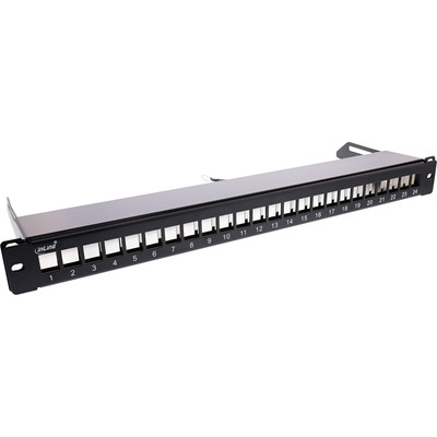 InLine® Patchfeld 24-fach, Keystone Leerblech Patchpanel mit Auszug, 19, 1HE (Produktbild 1)