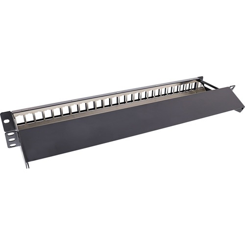 InLine® Patchfeld 24-fach, Keystone Leerblech Patchpanel mit Auszug, 19, 1HE
