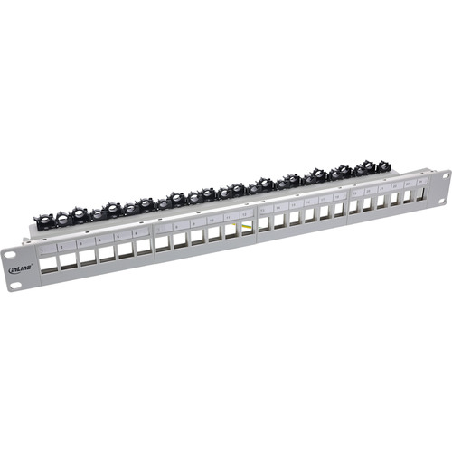InLine® Patchfeld 24-fach, Keystone Patchpanel, 19, 1 HE, lichtgrau, RAL 7035 Patchfelder