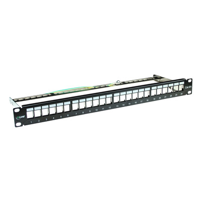 InLine® Patchfeld 24-fach, Keystone Snap-In Leerblech Patchpanel, 48,26cm (19), 1HE, schwarz (Produktbild 1)