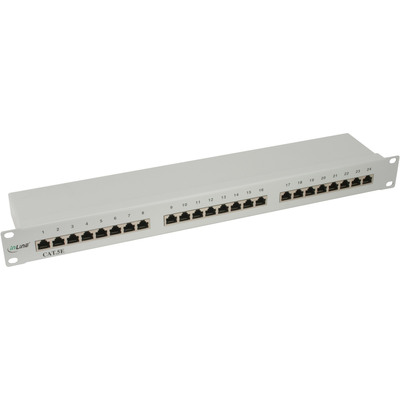 InLine Patchfeld Cat.5e, 24-fach, 48,26cm (19), 1HE, lichtgrau, RAL7035 InLine Patchfeld Cat.5e, 24-fach, 48,26cm (19), 1HE, lichtgrau, RAL7035