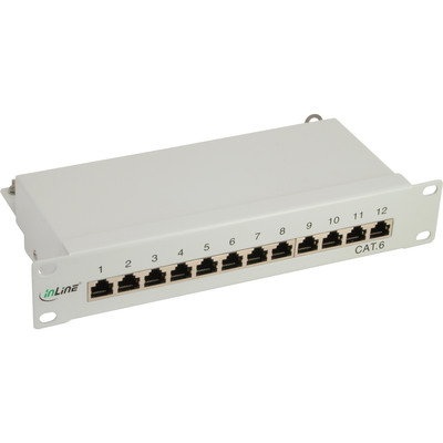 InLine Patchfeld Cat.6, 12-fach, 25,4cm (10), 1HE, lichtgrau, RAL7035 InLine Patchfeld Cat.6, 12-fach, 25,4cm (10), 1HE, lichtgrau, RAL7035