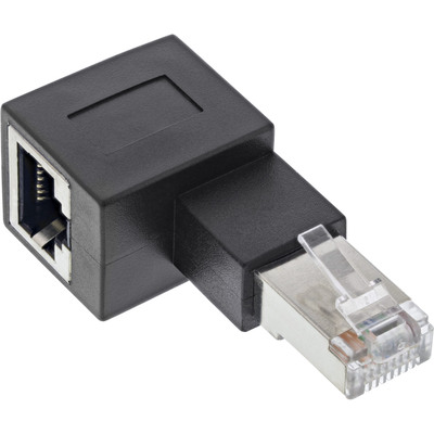 InLine® Patchkabel-Adapter Cat.6A, RJ45 Stecker / Buchse, 90° nach links gewinkelt (Produktbild 1)