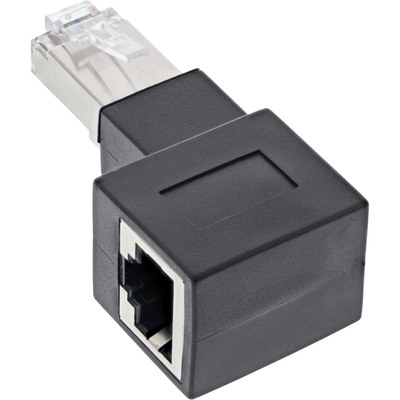 InLine® Patchkabel-Adapter Cat.6A, RJ45 Stecker / Buchse, 90° nach rechts gewinkelt (Produktbild 1)