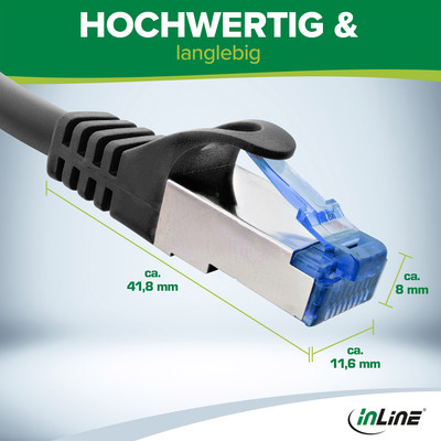 InLine® Patchkabel, Cat.6A, S/FTP, TPE (LSZH), CCA, grau, 0,3m