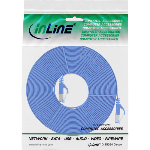 InLine® Patchkabel flach, U/FTP, Cat.6A, blau, 7 m