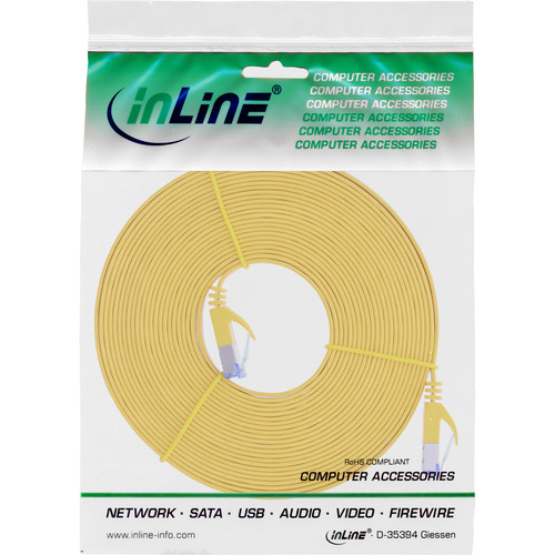 InLine® Patchkabel flach, U/FTP, Cat.6A, gelb, 5 m