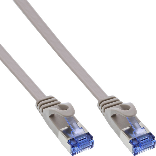 InLine® Patchkabel flach, U/FTP, Cat.6A, grau, 0,5 m Patchkabel RJ45