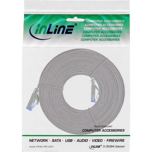 InLine® Patchkabel flach, U/FTP, Cat.6A, grau, 5 m