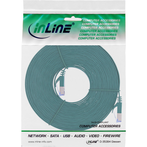 InLine® Patchkabel flach, U/FTP, Cat.6A, grün, 7 m