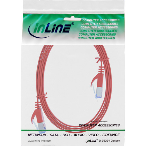 InLine® Patchkabel flach, U/FTP, Cat.6A, rot, 3 m