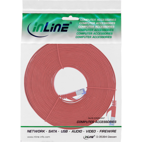 InLine® Patchkabel flach, U/FTP, Cat.6A, rot, 7 m