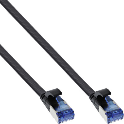 InLine® Patchkabel flach, U/FTP, Cat.6A, TPE halogenfrei, schwarz, 0,25m (Produktbild 1)