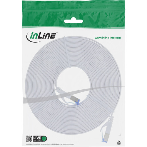 InLine® Patchkabel flach, U/FTP, Cat.6A, weiß, 10m