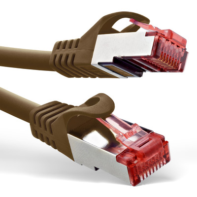 InLine® Patchkabel, S/FTP (PiMf), Cat.6, 250MHz, PVC, Kupfer, braun, 0,3m