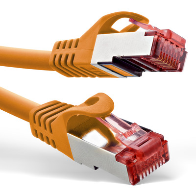 InLine® Patchkabel, S/FTP (PiMf), Cat.6, 250MHz, PVC, Kupfer, orange, 0,5m