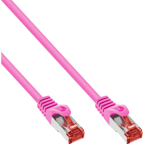 InLine® Patchkabel, S/FTP (PiMf), Cat.6, 250MHz, PVC, Kupfer, pink, 0,3m Patchkabel RJ45