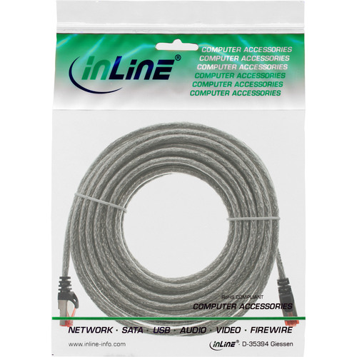 InLine® Patchkabel, S/FTP (PiMf), Cat.6, 250MHz, PVC, Kupfer, transparent, 15m