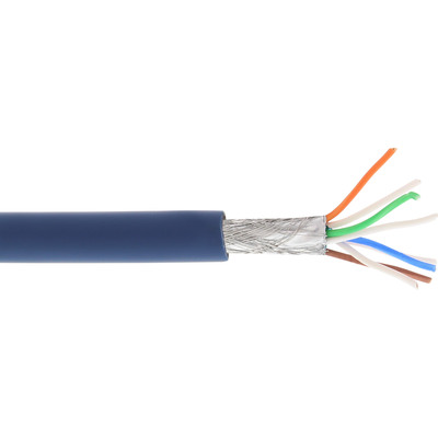 InLine® Patchkabel, S/FTP (PiMf), Cat.6A, 500MHz, halogenfrei, Kupfer, blau, 100m