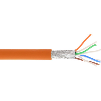 InLine® Patchkabel, S/FTP (PiMf), Cat.6A, 500MHz, halogenfrei, Kupfer, orange, 100m