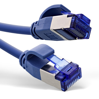 InLine® Patchkabel Slim, Cat.6A, S/FTP, TPE (LSZH) flexibel, PoE, blau, 0,3m