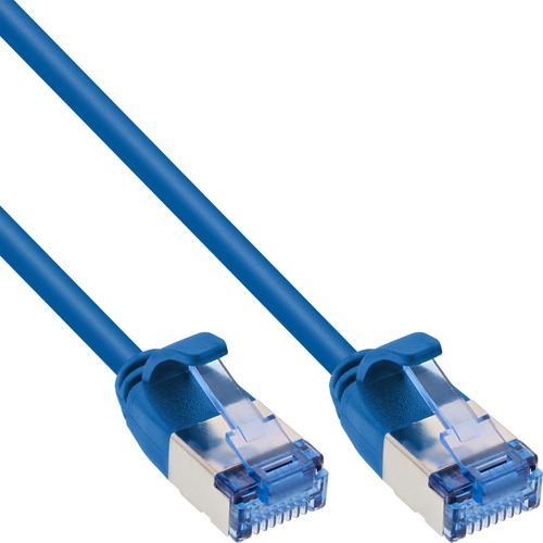InLine® Patchkabel slim, U/FTP PiMf, Cat.6A, blau, 0,3 m Patchkabel RJ45