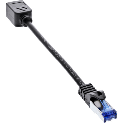 InLine® Patchkabel Verlängerung, RJ45 Protektor, S/FTP (PiMf), Cat.6A, 0,2m