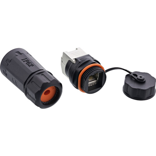 InLine® Patchkabelbuchse, RJ45 Cat.6A, IP68, für Industrie, mit Staubkappe