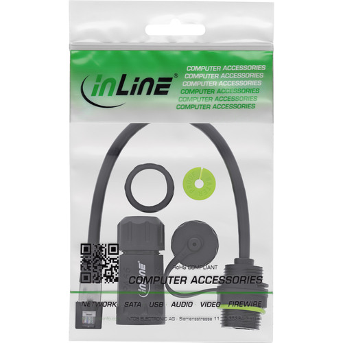 InLine® Patchkabelkupplung Cat.6A, IP68, RJ45 Buchse zu Stecker, 20cm