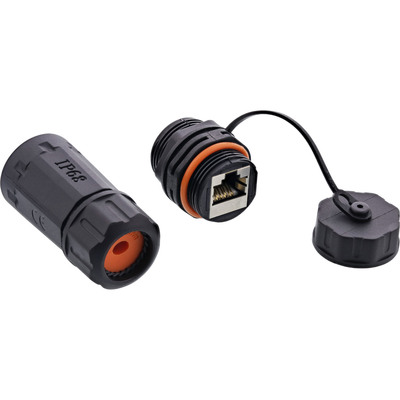 InLine® Patchkabelkupplung Cat.6A, wasserdicht IP68, 2x RJ45 Buchse, geschirmt (Produktbild 1)